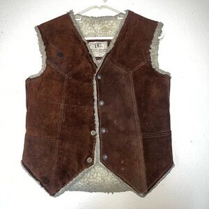 DC Brown Suede Shearling-Lined Vest